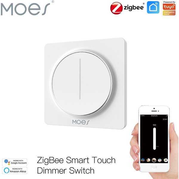 Moes ZigBee – variateur de lumière tactile, contrôleur rotatif, minuterie de luminosité, mémoire, application Smart Life/Tuya, télécommande Alexa Google