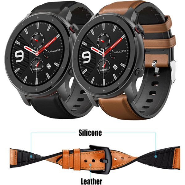 Leder Silikon Armband Für Amazfit GTR 47mm Handgelenk Strap Für Xiaomi Amazfit Tempo/Stratos 1 2 3/GTR2/GTR 2e Armband