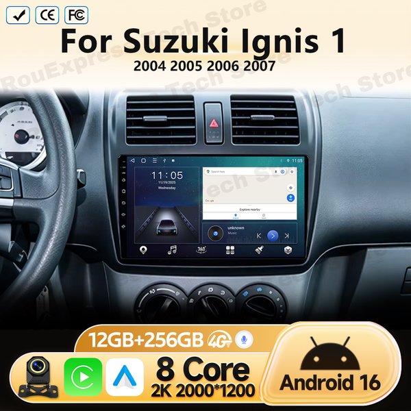 Autoradio 4G pour Suzuki Ignis 1 2004 2005 2006 2007, navigation GPS Android, lecteur multimédia vidéo, autoradio stéréo, sans DVD 2 Din