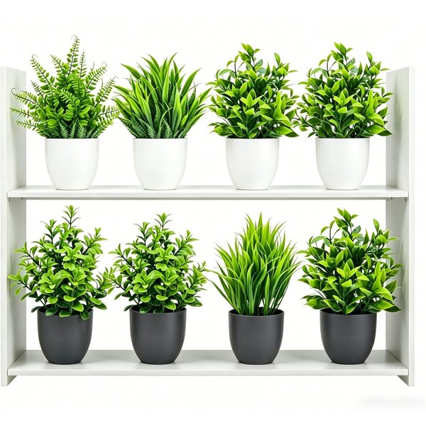 Lot de 4 mini-plantes artificielles en pot pour décoration intérieure et extérieure, bonsaïs verts pour la maison, le jardin, le bureau, le salon, ornement décoratif