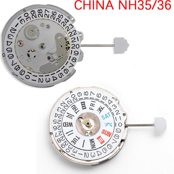 HEISSES NH35/36-Uhrwerk, hergestellt in China, automatisches mechanisches NH35-Uhrwerk, hohe Genauigkeit, 24 Juwelen, Mod-Uhr-Ersatz, Japan NH35/36