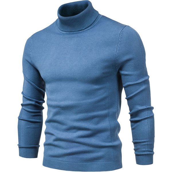 Nouveau hiver col roulé épais hommes chandails décontracté col roulé couleur unie qualité chaud mince col roulé chandails pull hommes