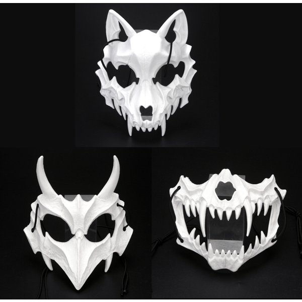 Halloween-Maske Halb gesichts maske cos Drachen gott heftige Tiger Nacht gabel Tengu Mann Wolf Maske Leistung Schädel Masken