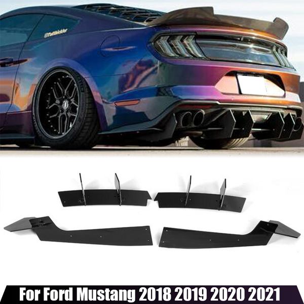 Lèvre de pare-chocs de diffuseur arrière pour Ford Mustang 2018 2019 2020 2021, plaque de protection d'aileron de Canard inférieure noire, séparateur de garniture de becquet
