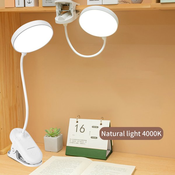 Tischlampe, USB wiederaufladbar, Schreibtischlampe, Clip, Bett, Lesebuch, Nachtlicht, LED, Touch, 3 Modi, Dimmen, Augenschutz, Licht, Plug-in