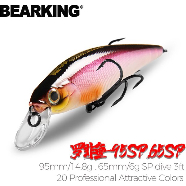 BEARKING Squad Minnow 95 mm 14,8 g 65 mm 6 g Wolframgewichtssystem SP Angelköder verschiedene Farben Kurbel Wobbler Kurbelköder