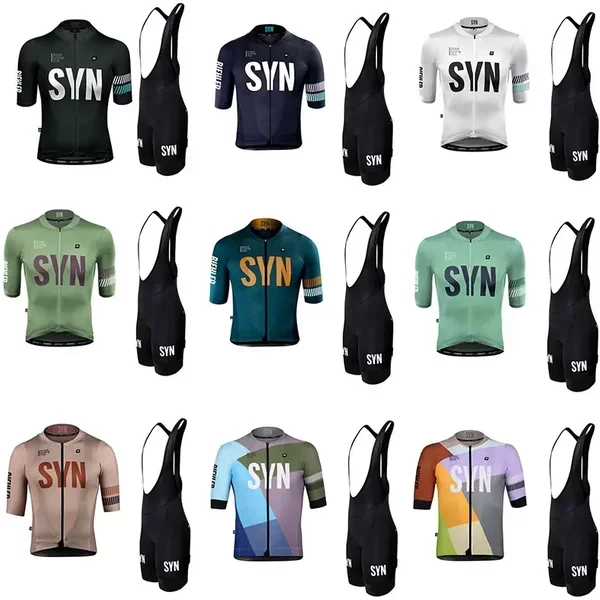 SYN Sommer-Radkleidung für Herren, Trikots, Rennrad-Kurzarm-Sets, Trägerhosen, schnelltrocknende Kleidung, atmungsaktives Radtrikot