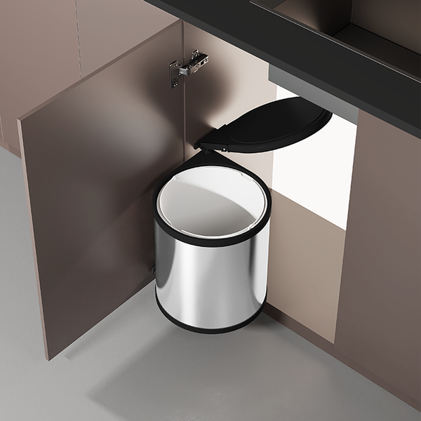 Poubelle d'angle en acier inoxydable, livraison depuis l'entrepôt européen, ouverture rotative à couvercle automatique, fixation sur tiroir, quincaillerie de cuisine, durable, cadeau de Noël