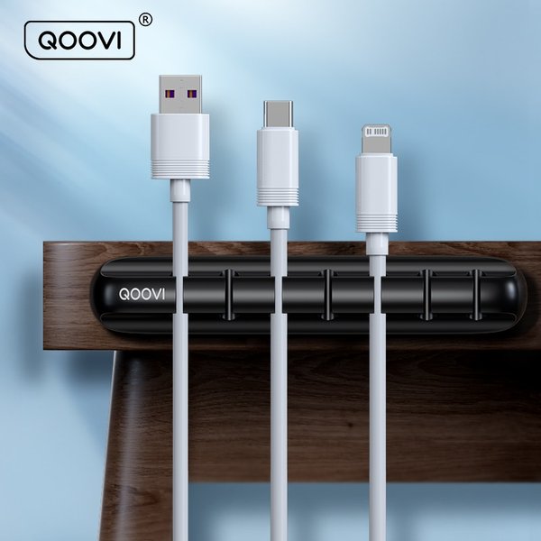 QOOVI – organisateur de câbles, support de fil de gestion, enrouleur de câble USB Flexible, Clips en Silicone bien rangés pour souris, clavier, protecteur d'écouteurs
