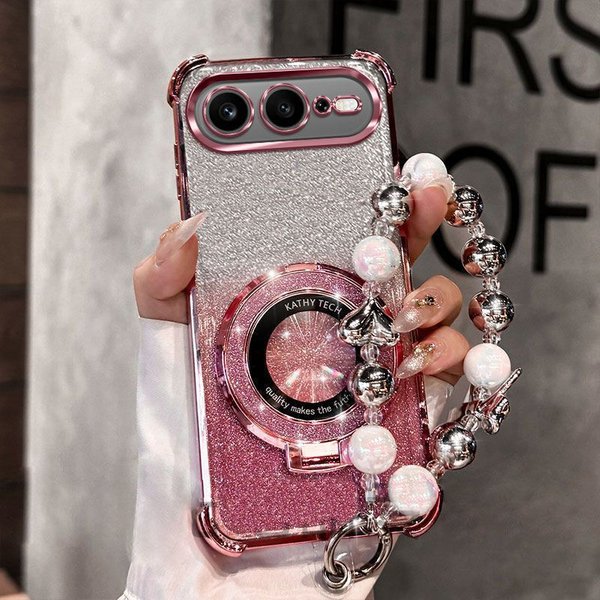 Glitzernde Stoßfeste Handyhülle für Google Pixel 9 9A 9 10 Pro XL 7 7A 8 8A 10A mit Ständer, Luxuriöses Armband, Weiche Silikonhülle