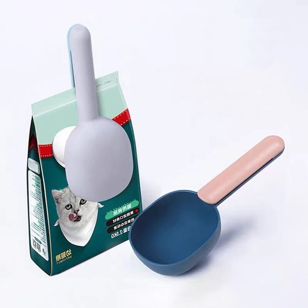 Cuillère à nourriture multifonctionnelle pour chien, cuillère d'alimentation pour animaux de compagnie avec Clip de scellage, cuillère à mesurer dédiée aux aliments pour chats en plastique de qualité