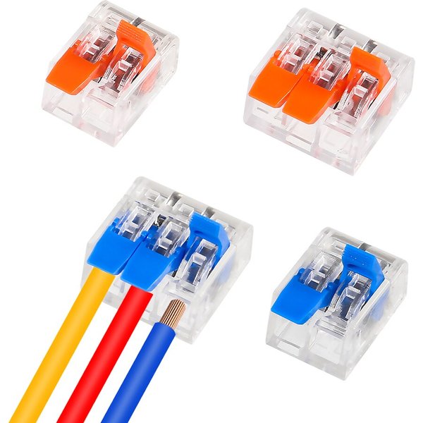 50 Stück Schnelldraht-Steck verbinder Universal-Kompakt verkabelung Kabel anschluss 2/3 Stift leiter Klemm block