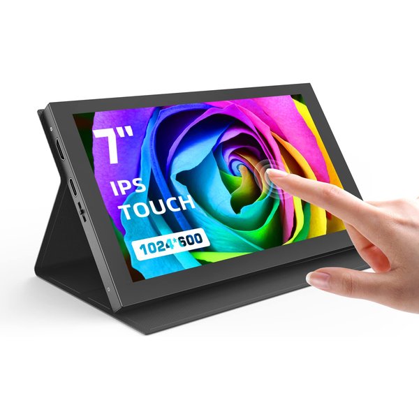 Eyoyo 7-Zoll-Touchscreen-Monitor, 1024 x 600 HD, kapazitiver 5-Punkt-Touchscreen, zwei Lautsprecher, HDMI- und USB-C-Anschluss, IPS-Display für Raspberry Pi 4/4B/3B/3B+, Laptop und Xbox. Unterstützt