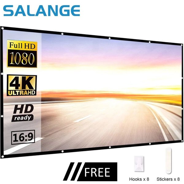 Salange Projector Screen Portable Projection Screen 100 Inch 120 Inch 150 Inch 16:9,Outdoor Movie Screen For Travel Home Theater