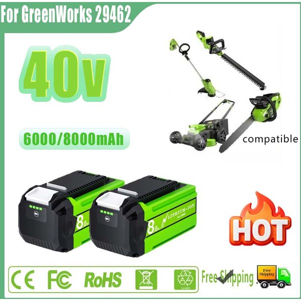 Für Greenworks 40V 6000mAh Lithium-Akku 8000mAh 29482 29462 29472 20202 27062 Wiederaufladbare Batterien Rasenmäher Elektrowerkzeuge