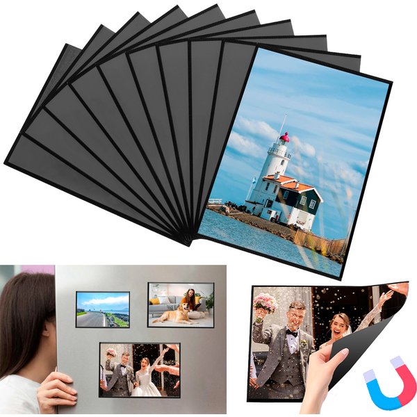 10 pièces cadres Photo magnétiques 4 "X 6", 5 "X 7", 8.5" X 11 "poches pour cadre Photo magnétique/porte-carte postale, décorations pour la maison/bureau/réfrigérateur