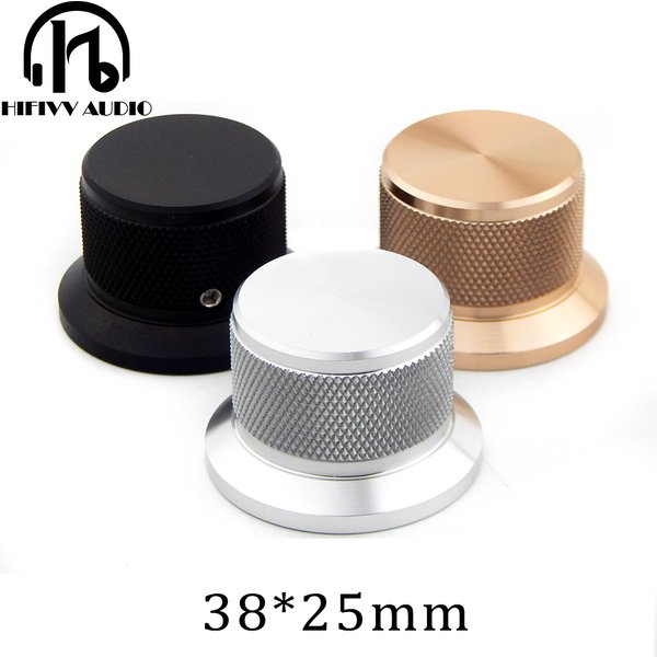 Bouton de potentiomètre de Volume en aluminium pour châssis d'amplificateur Audio HIFI, diamètre réglable 38mm hauteur 25mm, bouton de poignée de guitare électrique