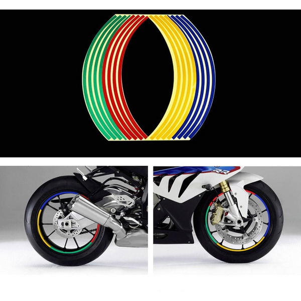 16PCS Streifen Motorrad Rad Aufkleber Reflektierende Aufkleber Felgenband für KTM 250XC 250XC-F 250XCF-W YAMAHA FZ6S FZ6N FZ6R YBR 125TTR