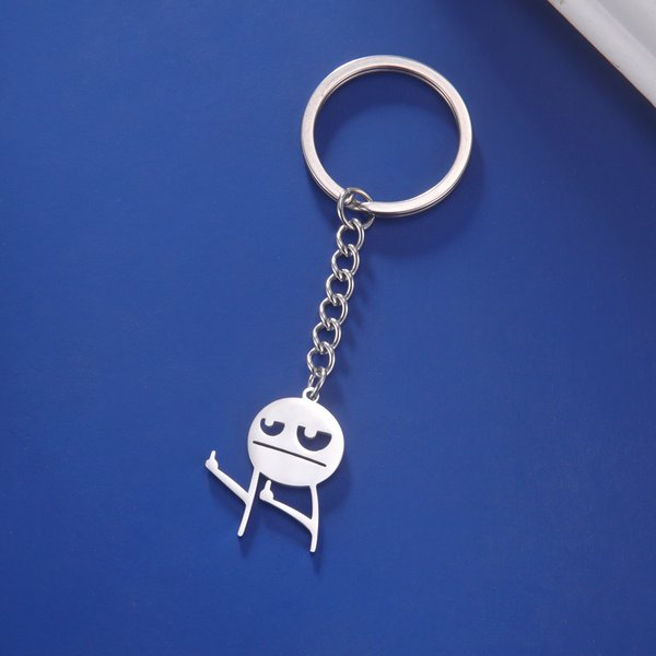 Funny Middle Finger Stickman Keychain Car Key Chain Ring Gift For Woman Man Stainless Steel Pendant Fashion Jewelry