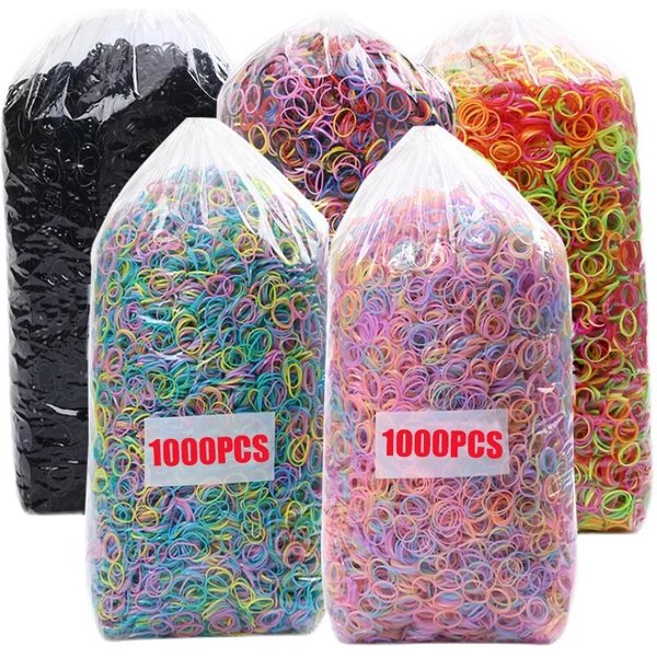 1000 pièces bandes de cheveux jetables colorées filles élastique en caoutchouc enfants élastique pour queue de cheval bandeau enfants accessoires de cheveux