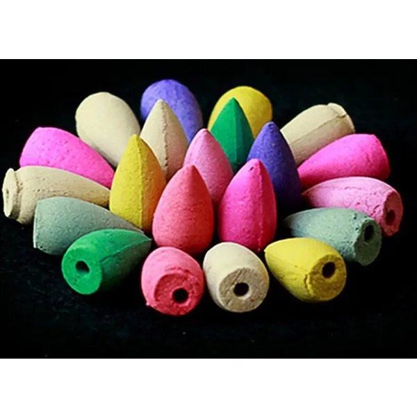 20pcs, Mix Natural Reflux Incense Rose Jasmine Lavender Cones Backflow Incense Cones, Sandalwood Mix Incense Cones, Natural