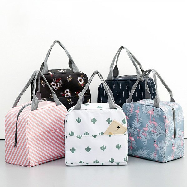 Kühler-Lunchbox mit funktionellem Muster, tragbar, isoliert, aus Segeltuch, Thermo-Lunch-Tasche für Lebensmittel, Picknick, für Damen, Kinder, Büro