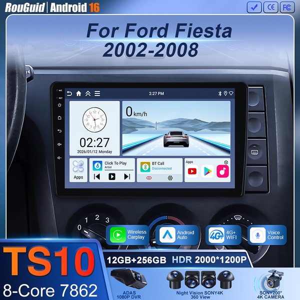 Für Ford Fiesta 2002 2003 - 2008 Android 16 Autoradio Videoplayer Multimedia Navigation Wireless Carplay GPS 2 din