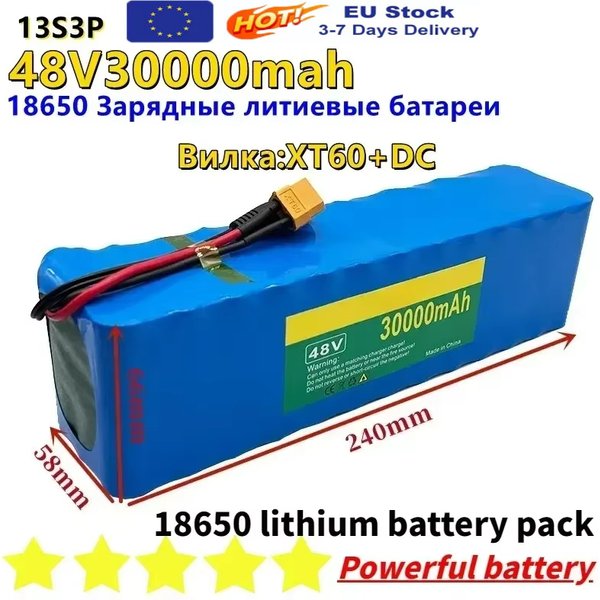 Nouveau 13S3P 48v 30Ah batterie Lithium-Ion 48v 30000mah 1000w pour 54.6v batterie électrique puissante avec BMS