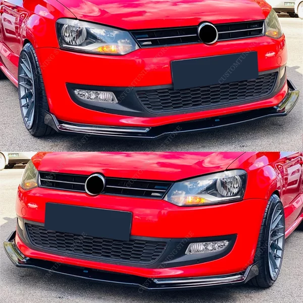 Für vw polo mk5 6r 6c 3pcs vordere stoßstange lippen spoiler splitter diffusor polo 6 mpi tsi basic 2011-2015 pre-lci bodykits tuning