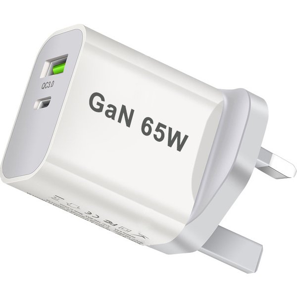 UK/AU/EU/US USB C Charger 65W PD 3.0 GaN Charger Type C Power Adapter With 2-Port Fast Wall Charger Compatible for iPhone 13 USB