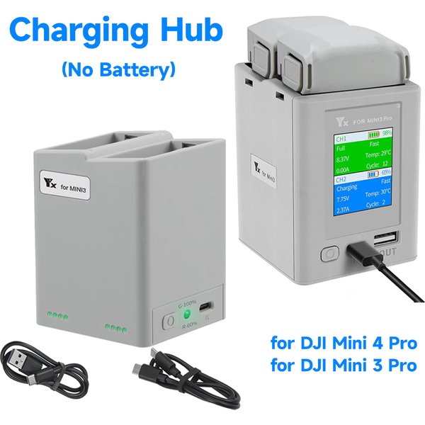 Dwukierunkowy cyfrowy wyświetlacz Ładowarka Hub Bateria Inteligentna Ładowarka do DJI Mini 4 Pro/Mini 3 Pro Ładowarka Butler Power Bank Dron