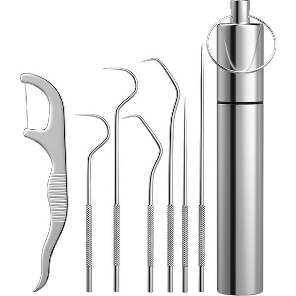 Bâtons de fil dentaire, cure-dents en acier inoxydable avec fil, outil de nettoyage d'hygiène buccale Durable et réutilisable