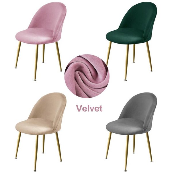 1Pc Duckbill Chair Cover Velvet Curved Back Dining Chair Covers Low Back Stretch Chair Slipcovers for Kitchen Hotel Office