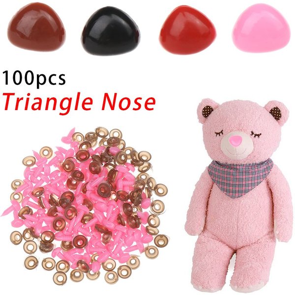 Nez triangulaire en plastique pour jouets de poupées, boutons d'ours, accessoires de sécurité en Antarctique, artisanat bricolage, 100 pièces