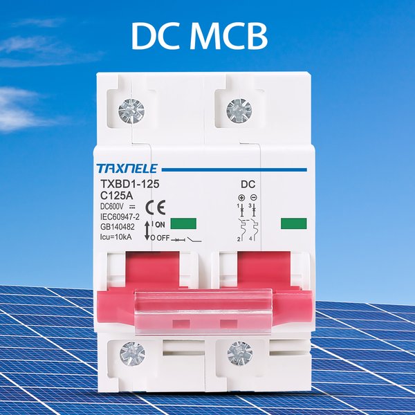 Mini disjoncteur solaire 2P DC 600V, interrupteur de batterie 125A 100A DC MCB pour système photovoltaïque PV