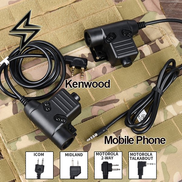 WADSN Military Tactical U94 PTT For Communication Headset COMTAC Earmor Fit Motorola Midland Baofeng Kenwood Plug Walkie Talkie