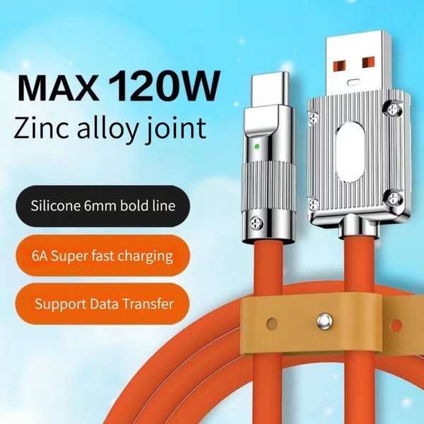 Câble de données de Type C en Silicone liquide, 120W, 6a, Charge rapide, pour Xiaomi, Huawei, Samsung, Charge rapide, USB, ligne de données audacieuse