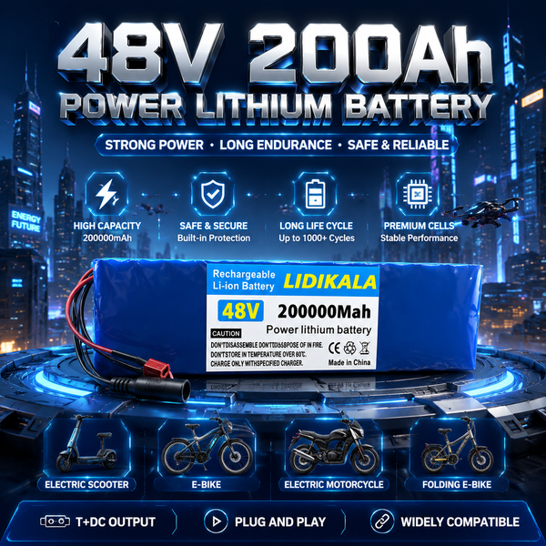 48V 200000mAh 13s3p Hochleistungs-Lithium-Ionen-Akku mit XT60 DC-Anschluss für E-Bike, Elektroroller und Solarsysteme