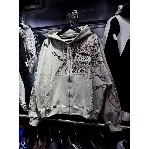 2026 Vintage Gothic Totenkopf Kreuz Flügel Reißverschluss-Hoodie Unisex Oversized Langarm Y2K Heavy Metal Punk Streetwear Jacke für Kinder