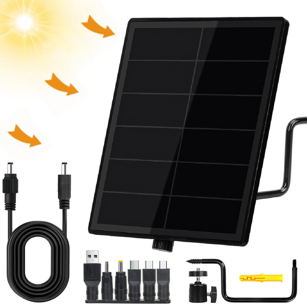 Panneau solaire D5 DC 3.7V/5V/6V/9V/12V, chargeur solaire pour caméras de sécurité, sonnette, alimentation solaire avec Port Micro USB et type-c