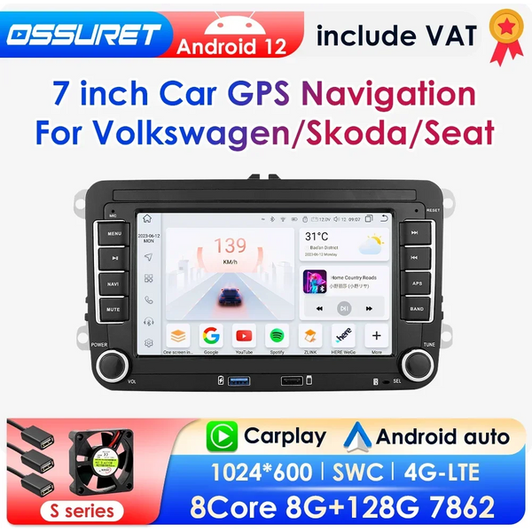 2 din android 12 autoradio für vw polo golf 5 6 plusat pass b6 jetta tiguan touran sharan scirocco caddy sitz carplay auto rds