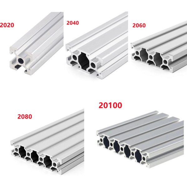 Rail linéaire d'extrusion de profil en aluminium, longueur 100mm-500mm, pour bricolage, établi d'imprimante 3D CNC, 1/2 pièces/lot, 2020 2040 2060 2080 20100