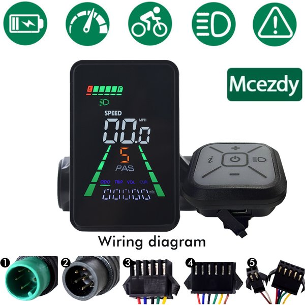 Wyświetlacz LCD L5, licznik, panel wskaźników 24V 36V 48V 60V do roweru elektrycznego, panel wyświetlacza do skutera elektrycznego