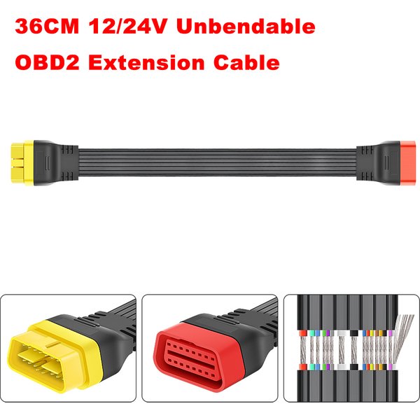 Unbiegbare OBD2-Verlängerungskabel mit Stecker auf Buchse, 16-Pin Diagnosewerkzeug für ELM327 Launch Thinkdiag Erweiterter Adapter