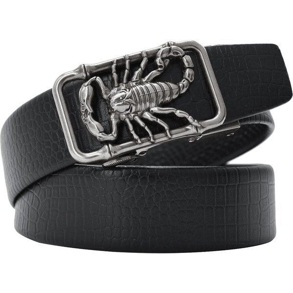 Männer Plus Große Größe 130 140 150 160 170 cm Skorpion 3D Schnalle Gürtel Leder Automatische Schnalle Punk Gürtel Designer gürtel Tier 2023