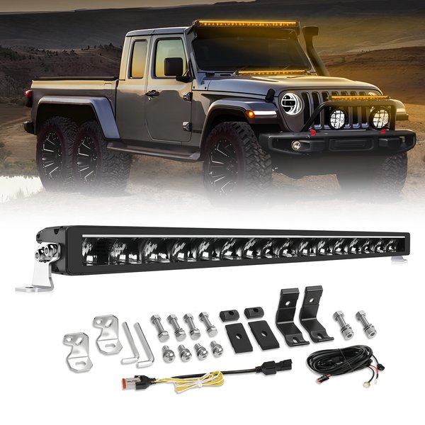 UNISHINE Zweifarbige LED-Lichtleiste mit Bernsteinfarbenem Tagfahrlicht 21/32/40/58 Zoll Offroad-Fahrlicht für Traktoren und Gabelstapler LED-Arbeitsleuchte