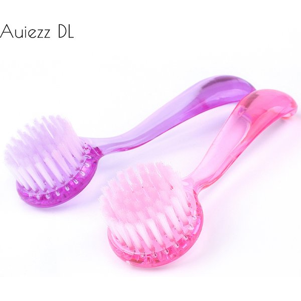 Brosse multifonctionnelle en plastique pour nettoyage des ongles, brosse à tête ronde, poudre transparente, dépoussiéreur, outils de manucure, 2 pièces/paquet