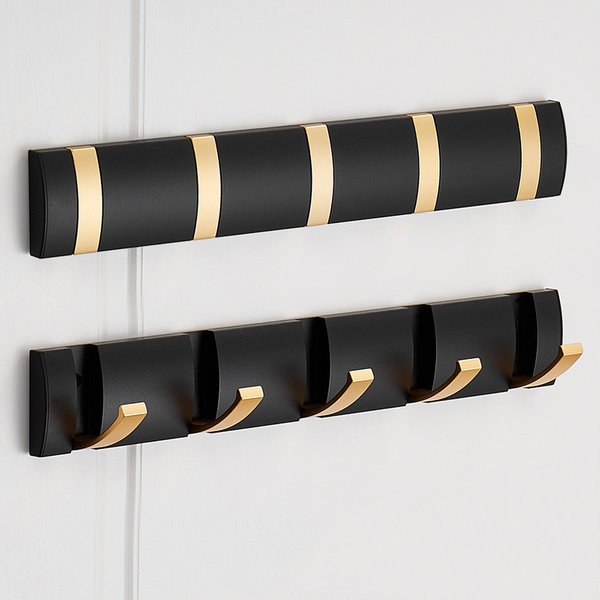 Crochets pour Robe pliants noirs et dorés, porte-serviettes, Installation sans clous, crochets muraux, porte-manteau et vêtements pour salle de bains et cuisine