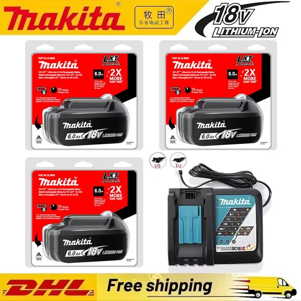 Makita 18V 6,0Ah Akku Original Lithium-Ionen Wiederaufladbarer Akku 18V 6000mAh Ersatzakku BL1860 BL1850 BL1860B