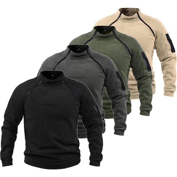 Herren Taktische Outdoor-Fleecejacke Kleidung Warme Reißverschlüsse Pullover Männer Winddichter Mantel Thermo-Wander-Sweatshirt